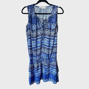 Amanda Uprichard Blue and White Patterned Dress